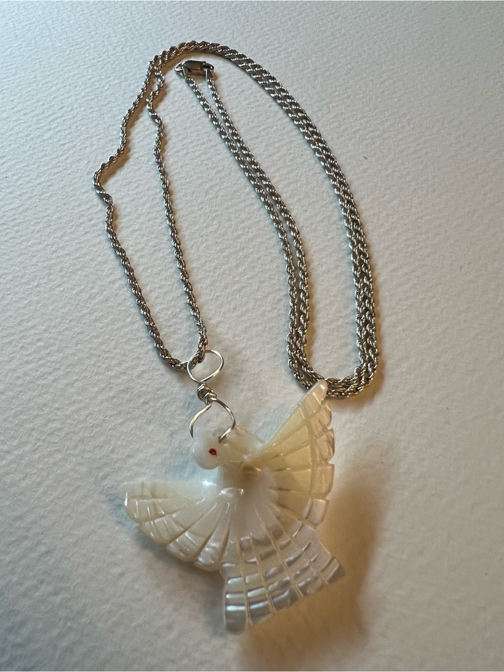 Sterling Silver Mother of Pearl Dove Pendant Necklace